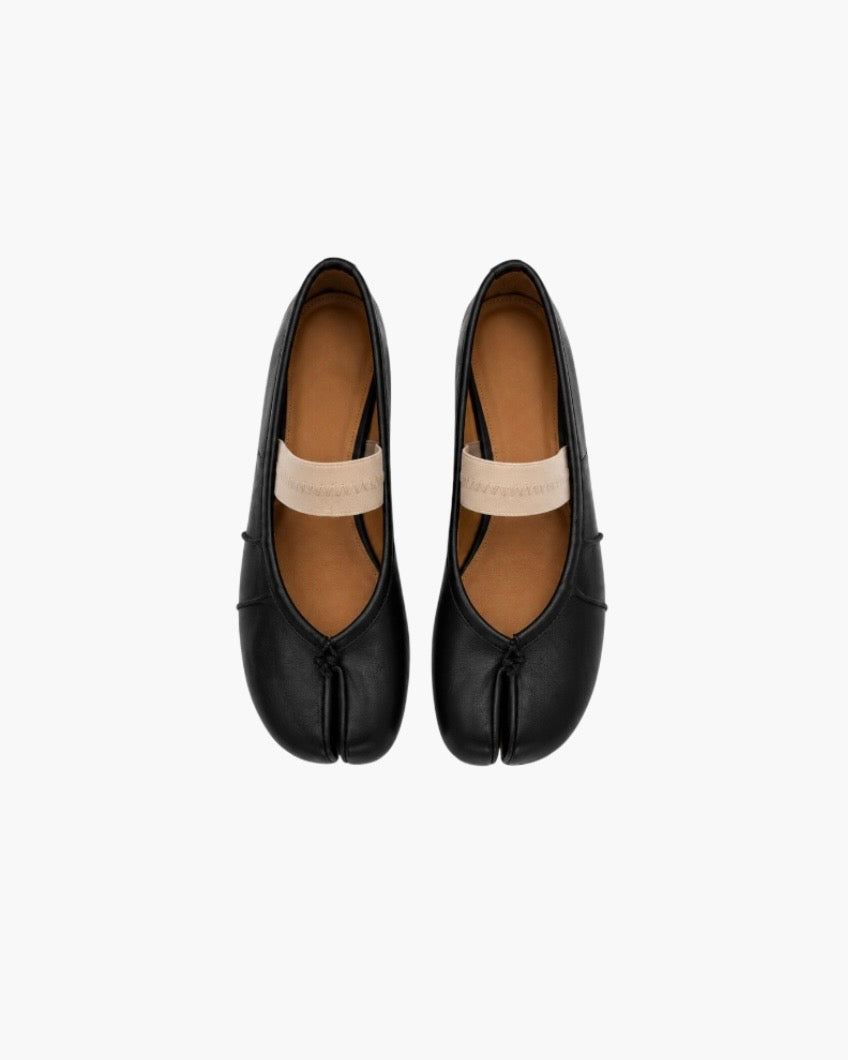 Tabi split-toe ballerinaer med elastisk bånd