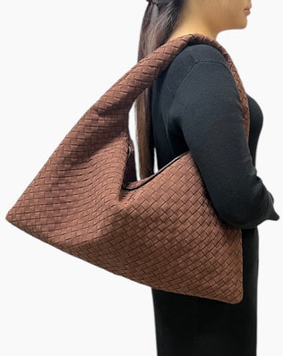 Jessica Flettet Taske - 54 cm (vegansk ruskind) - Shoppere - Khaia