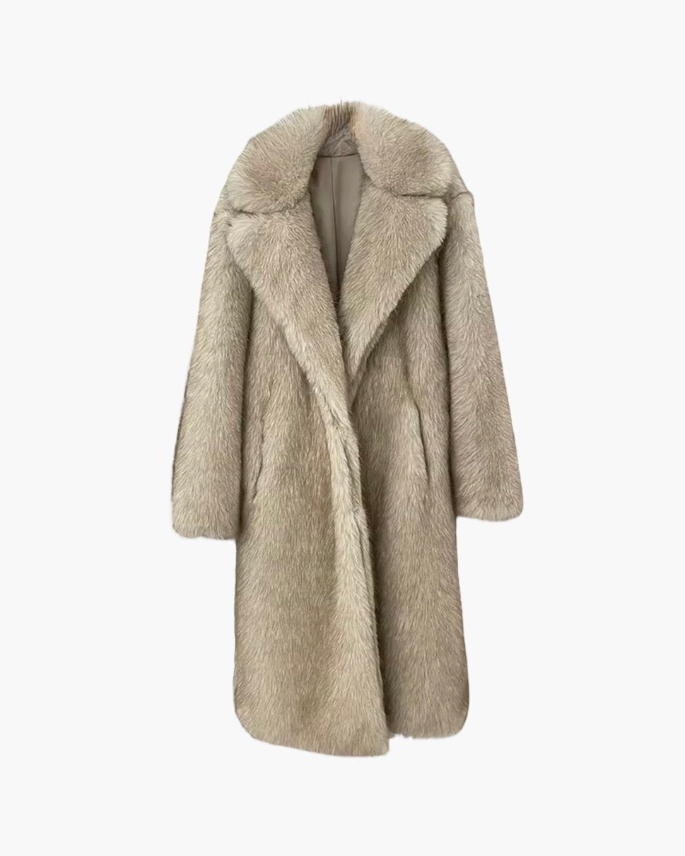 Lang faux fur frakke
