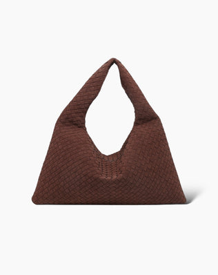 Jessica Flettet Taske - 54 cm (vegansk ruskind) - Mørkebrun - Shoppere - Khaia