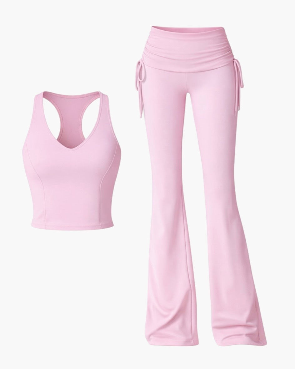 Træningssæt med flared bukser og snører