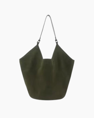 Agnes Bucket Taske - Ægte ruskind - Mørkegrøn - Shoppere - Khaia