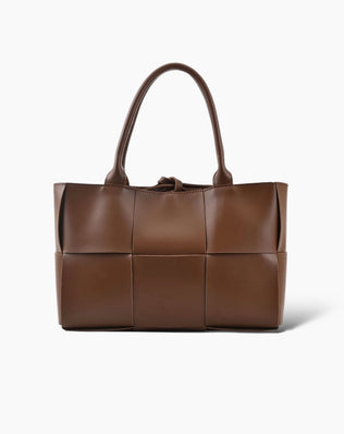 Petra Flettet Taske - 30 cm - Mørkebrun - Skuldertasker - Khaia