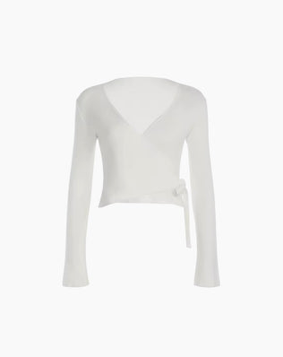 Yoga/pilates wrap top - Hvid / S - Toppe - Khaia