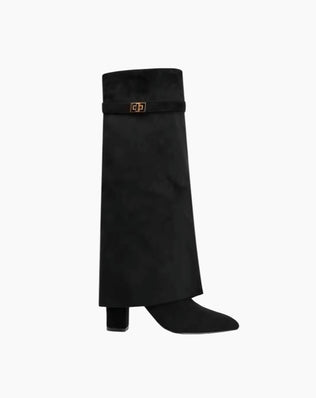 Foldover støvler i vegansk ruskind med låsedetalje - Støvler - Khaia