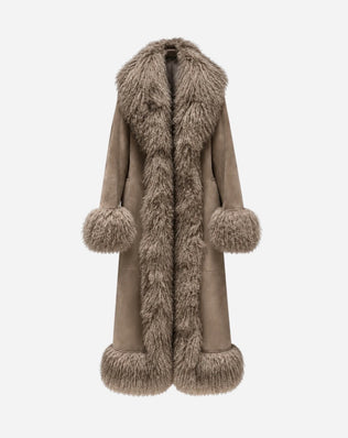 Lang shearling pelsjakke