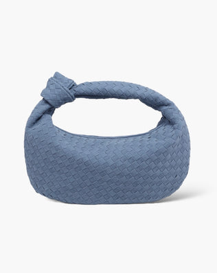 Fiona Flettet Taske - 40 cm (vegansk ruskind) - Blå - Skuldertasker - Khaia