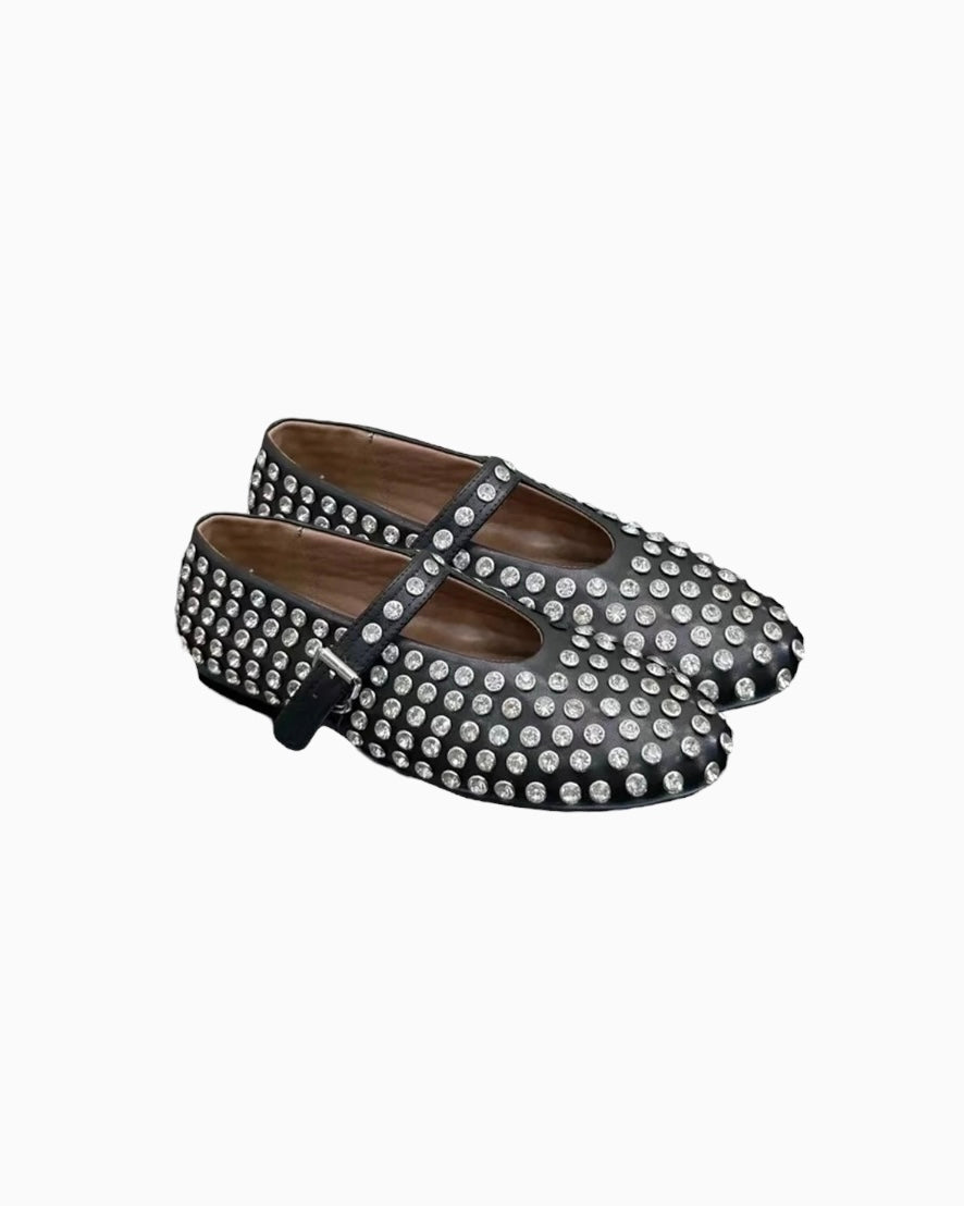 Amalie Rhinestone Ballerinaer - Sort / 36 - Khaia