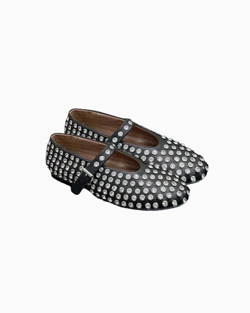 Amalie Rhinestone Ballerinaer - Sort / 36 - Khaia