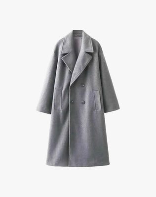 Julia Dobbeltradet Frakke - Grå - Frakker - Khaia