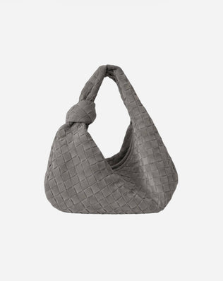 Flettet taske i ægte ruskind - 40 cm