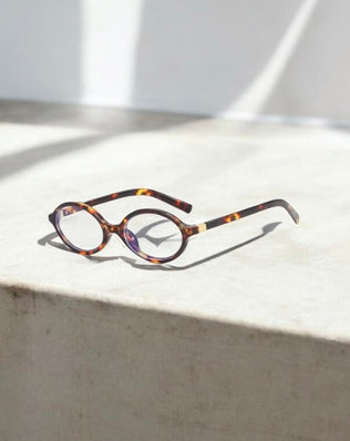 Brune Ovale Briller Med Blålysfilter - Brun - Khaia