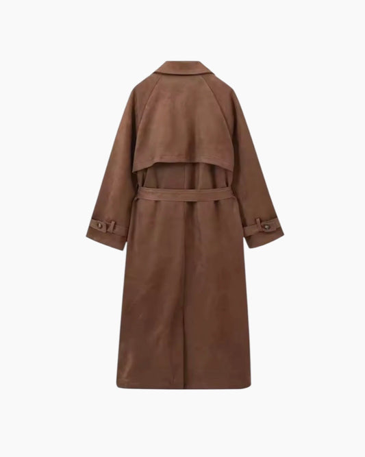 Trenchcoat i imiteret ruskind