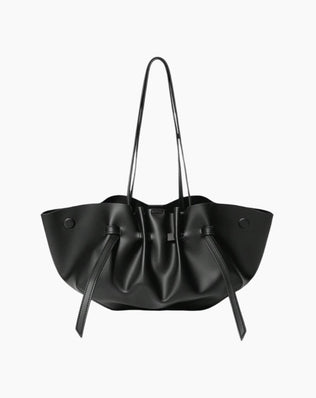 Taske med rynkedetalje og magneter i siden - vegansk læder - Sort - Skuldertasker - Khaia