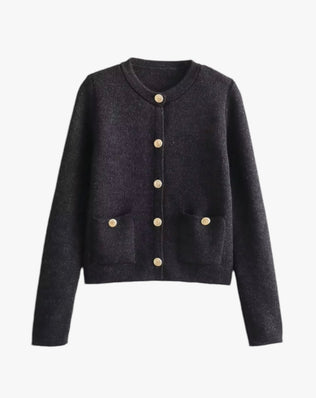 Agnes Cardigan Med Guldknapper - Mørkegrå / S - Cardigans - Khaia