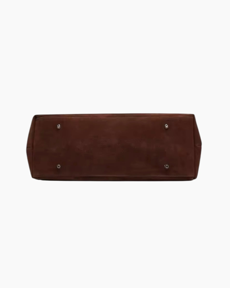 Olga Taske - 38 cm (vegansk ruskind) - Mørkebrun - Håndtasker - Khaia