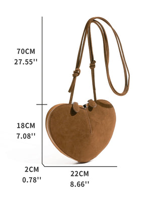 Hjerte taske - Vegansk ruskind - Små tasker - Khaia