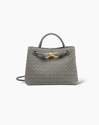 Liva Flettet Taske - Vegansk Ruskind - Grå - Små tasker - Khaia