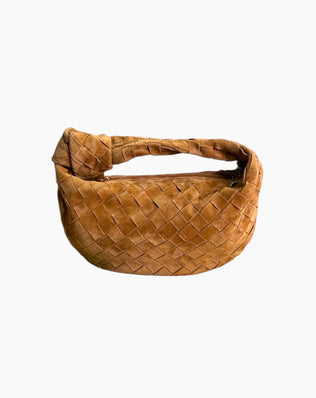 Fiona Flettet Taske - 27 cm (Ægte Ruskind) - Brun - Små tasker - Khaia