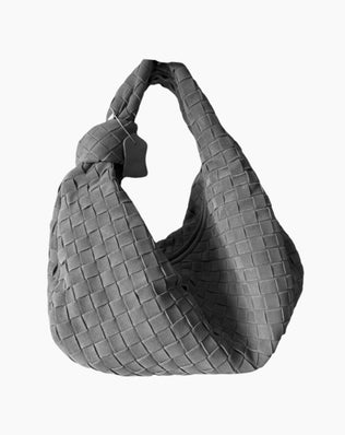 Fiona Flettet Taske - 40 cm (Ægte Ruskind) - Grå - Skuldertasker - Khaia