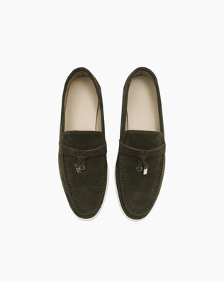 Loafers i vegansk ruskind med tassels - Mørk oliven / 36 - Khaia
