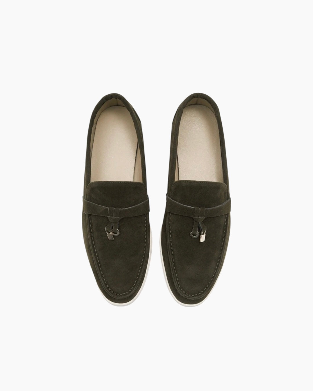 Loafers i vegansk ruskind med tassels - Mørk oliven / 36 - Khaia