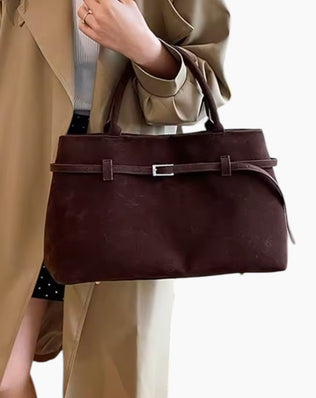 Olga Taske - 38 cm (vegansk ruskind) - Mørkebrun - Håndtasker - Khaia