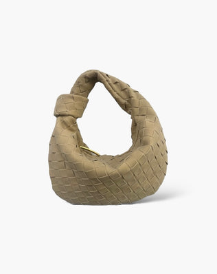 Fiona Flettet Taske - 26 cm (vegansk ruskind) - Mørk beige - Små tasker - Khaia