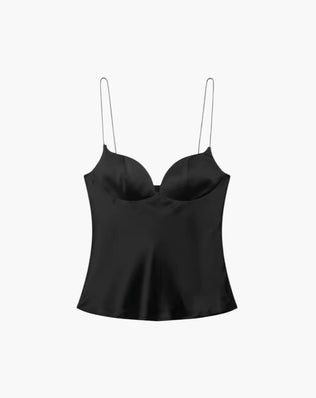 Top i satin med hjerteudskæring