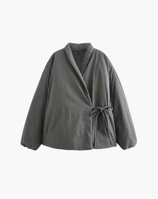 Kimono wrap jakke med bindebånd