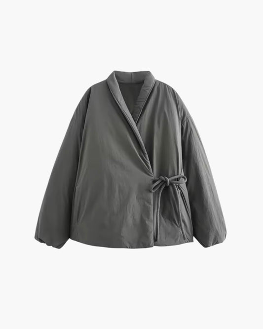 Kimono wrap jakke med bindebånd