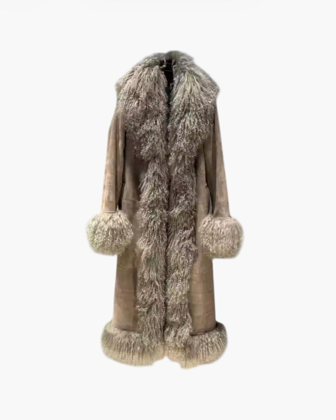 Lang shearling pelsjakke