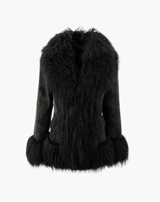 Kort shearling pelsjakke
