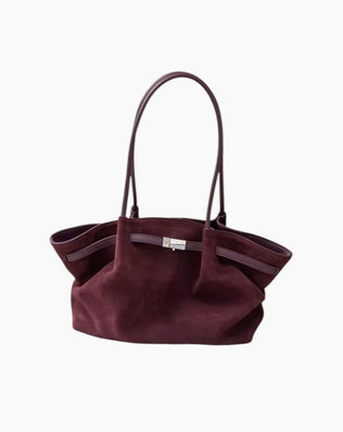 Stella Taske - Ruskind & Læder - Mørkerød - Håndtasker - Khaia