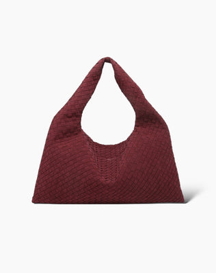 Jessica Flettet Taske - 54 cm (vegansk ruskind) - Mørkerød - Shoppere - Khaia