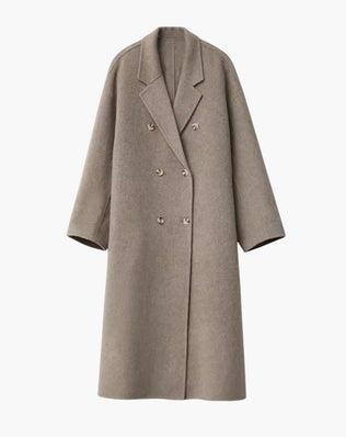 Dobbelttradet uldfrakke i børstet uld med knapper