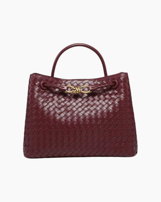 Liva Flettet Taske - 35 cm - Mørkerød - Håndtasker - Khaia