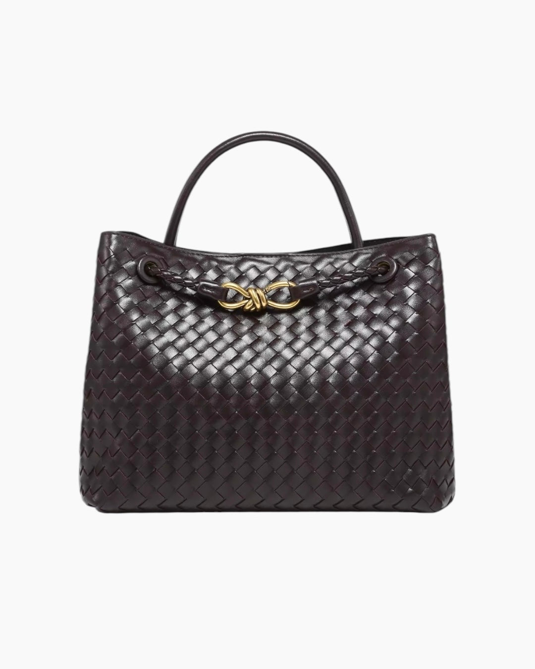 Liva Flettet Taske - 35 cm - Mørkebrun - Håndtasker - Khaia