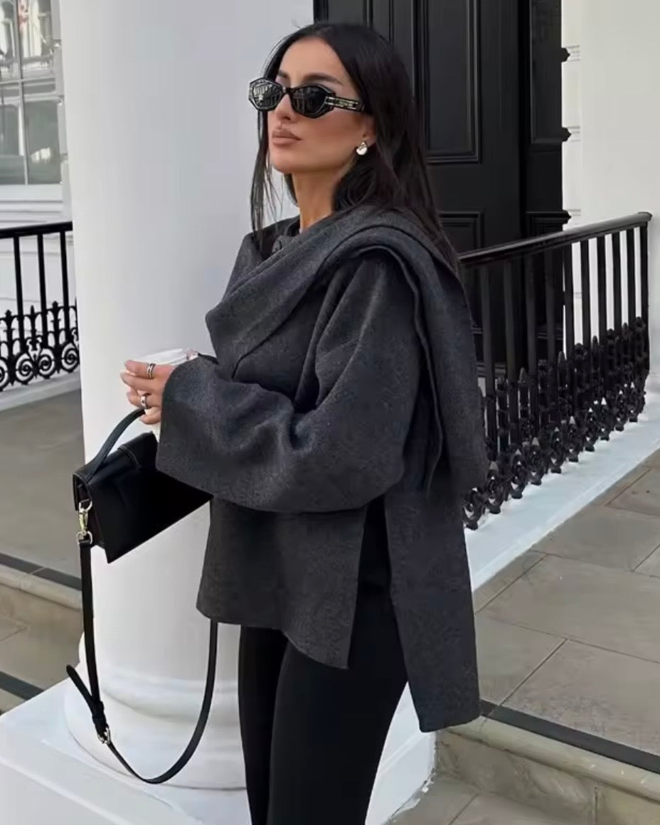 Jakke med tørklæde