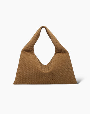 Jessica Flettet Taske - 54 cm (vegansk ruskind) - Brun - Shoppere - Khaia