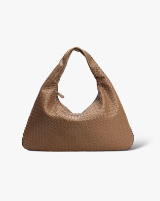 Jessica Flettet Taske - 50 cm - Lysebrun - Skuldertasker