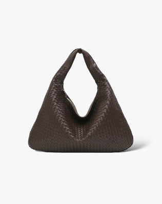 Jessica Flettet Taske - 47 cm - Mørkebrun - Skuldertasker