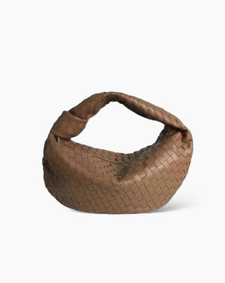 Fiona Flettet Taske - 46 cm - Lysebrun - Skuldertasker