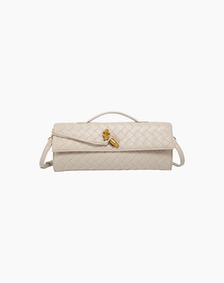 Liva Flettet Clutch med skulderrem - Lys beige - Små tasker - Khaia