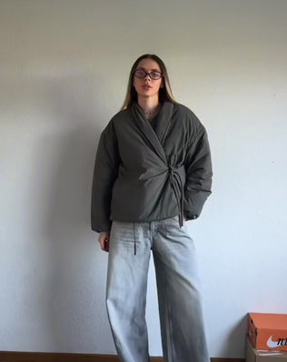 Kimono wrap jakke med bindebånd