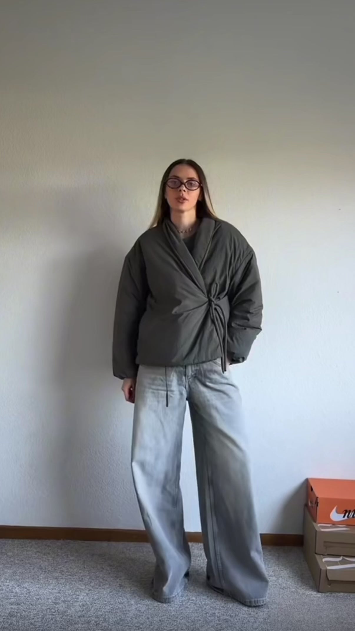 Kimono wrap jakke med bindebånd